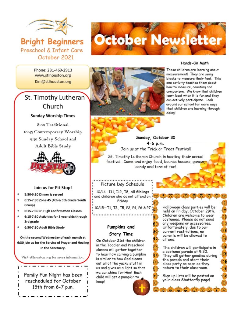 Bright Beginners newsletter - St. Timothy Lutheran Church